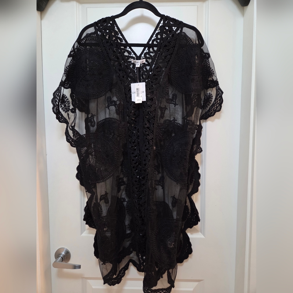 New Urban lux Black Lace Beach Dress In Size S/M